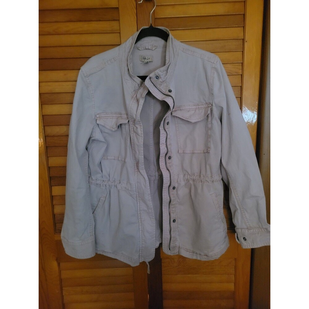 Pale Pink Utility Cargo Jacket Zip Up / Snap Up Chino Twill